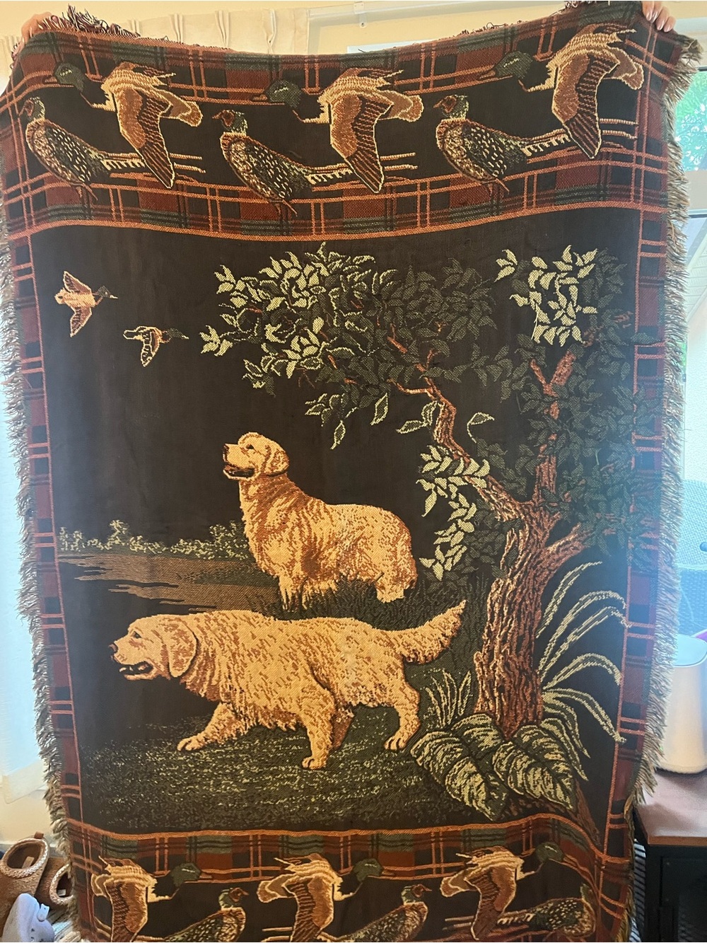 Vintage Woven Golden Retriever Tapestry Throw Blanket - Picture 3 of 5